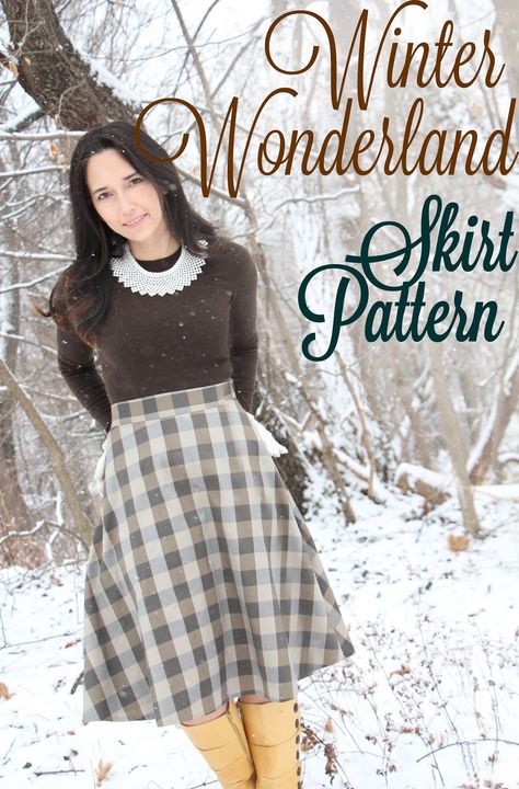 Ice and Wood Buffalo Check: Winter Wonderland Free Skirt Pattern #freepattern #sewing #skirt Winter Skirt Pattern, Skirt Sewing Pattern Free, Free Skirt Pattern, Skirt Pattern Free, Winter Sewing, Skirt Sewing Pattern, Skirt Sewing, Crochet Skirts, Skirt Tutorial