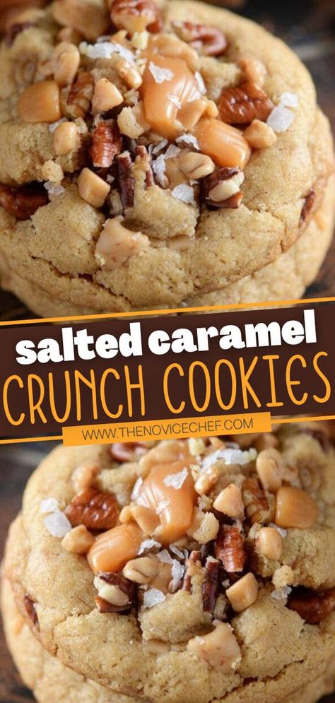 Pioneer Woman Salted Caramel Cookies, Salty Caramel Cookies, Caramel Toffee Cookies, Cookies To Impress, Best Gourmet Cookie Recipes, Cookie Recipes For Fall, Christmas Soft Cookies, Sweet Tooth-approved Desserts, Best Cookie Recipes Ever