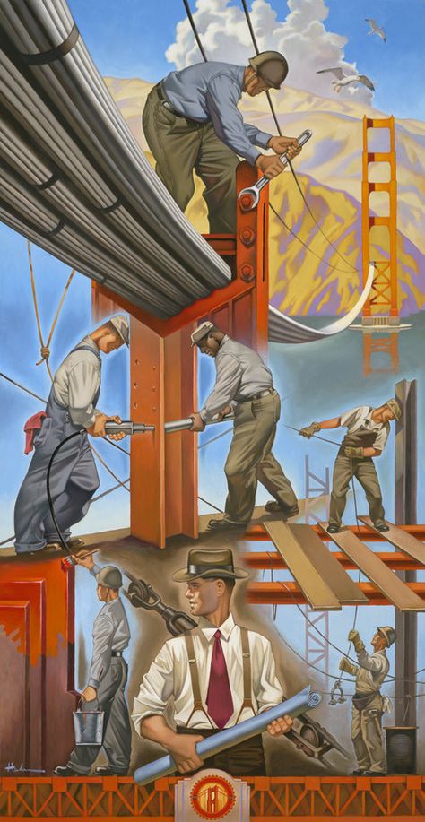 Work Ethics, Disney Universal Studios, California College, Industrial Paintings, Building Painting, Ocean Floor, The Golden Gate Bridge, Mountain High, Wall Drawing