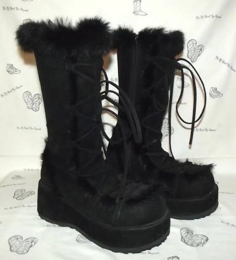 Demonia Cubby 311, Knee High Converse, Goth Boots, Womens Combat Boots, Womens Ugg Boots, Boots Womens, Swag Shoes, Halloween Fashion, Rabbit Fur