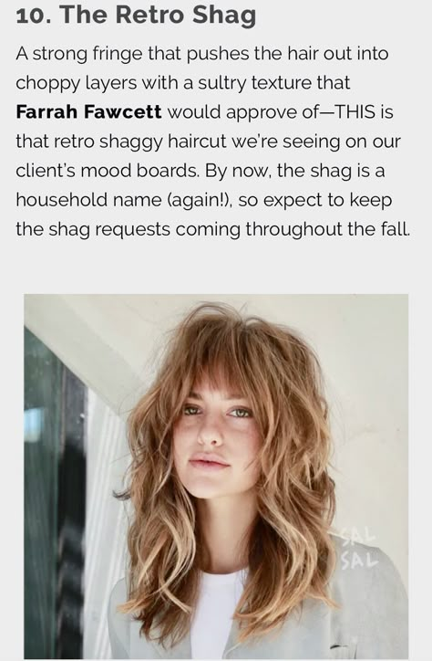 Bardot Shag Haircut, Midlength Shag With Bangs, Boho Haircuts Medium, Modern Shag Wavy Hair, Medium Length 70s Haircut, Redhead Shag Haircut, 70s Shag With Curtain Bangs, Medium Length Shag Haircuts 70s, 70s Hair Medium Length