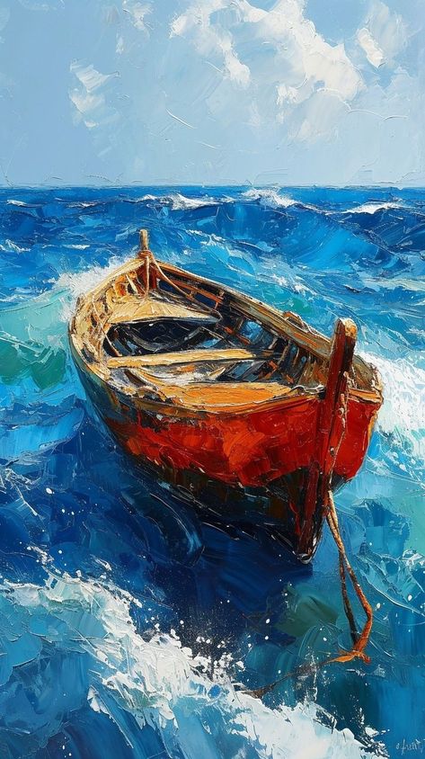 Acrylic Boat Painting, Navi A Vela, Boat Art, Boat Painting, Landscape Art Painting, Art Painting Gallery, Nature Art Painting, Amazing Art Painting, 판타지 아트