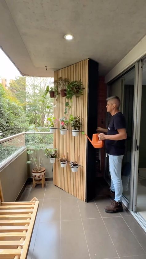 Art & Architecture | Thoughts about this solution for small balconies? How cool is that? Designed and built by Camilo Calle @camilo_profe_carpinteria |… | Instagram Upstairs Deck, Hidden Closet, Wardrobe Wall, Corner Kitchen Cabinet, Loft Storage, Corner Kitchen, Board And Batten Wall, Balcony Plants, Ideas Para La Casa