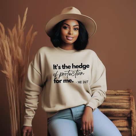 It’s the hedge of protection for me 🙌🏽🙌🏽🙌🏽. The Lord covers and protects his children🔥‼️. We still have some sweatshirts in stock before the Spring hits. Grab yours today and stock up for next season. #faithbasedapparel #faithbasedclothing #faithbasedbusiness #sweatshırt #coveredbygod #hedgeofprotection #godgotme #faithinspired #womanofgod #womanoffaith #churchgirl #faithfashion Church Shirt Designs, Hedge Of Protection, Christian Tshirt Design, Jesus Clothes, Christian Shirts Designs, Faith Based Clothing, Faith Clothing, Cute Shirt Designs, Shirt Design Inspiration