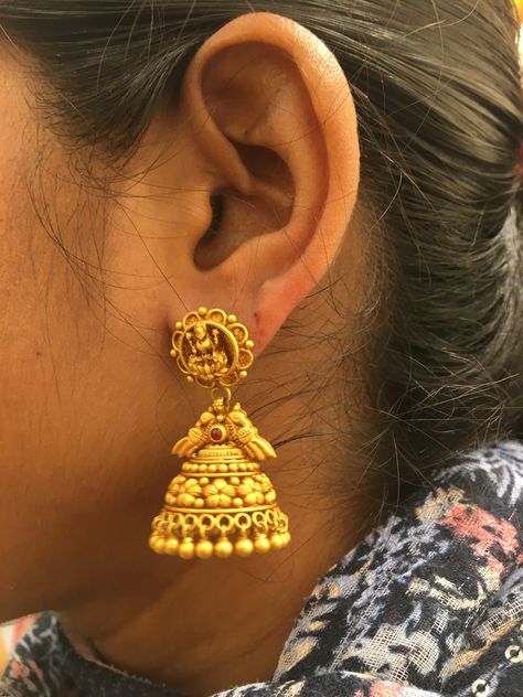 Nagas Jhumka, Antique Jumka, Grt Jewellers, Gold Haram, Gold Jhumka, Gold Earrings Indian, Double Finger Ring, Gold Jhumka Earrings, Gold Earrings Models