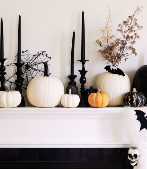 For Halloween decorations, do you prefer spooky, chic, whimsical or vintage items? Discover your Halloween decor style today! Learn all about the different Halloween decor styles including neutral, not scary, not tacky, retro, scary, rustic, unique, vintage, Victorian, whimsical, farmhouse, ranch, gothic, Harry Potter, Hocus Pocus, country, boho, cute, cozy, classy, chic, elegant, girly, luxury, eclectic, modern & minimalist. Mix & match Halloween decor styles to create your own unique look! Black And White Halloween Decor, White Halloween Decor, Whimsical Farmhouse, Black And White Halloween, Spooky Chic, Eclectic Modern, Matching Halloween, Candle Displays, Fall Candles