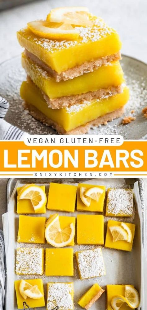 Vegan Gluten-Free Lemon Bars Gluten Free Dessert Bars, Vegan Lemon Bars, Tart Vegan, Vegan Lemon Curd, Gluten Free Lemon Bars, Gluten Free Shortbread, Curd Filling, Easy Gluten Free Desserts, Lemon Curd Filling