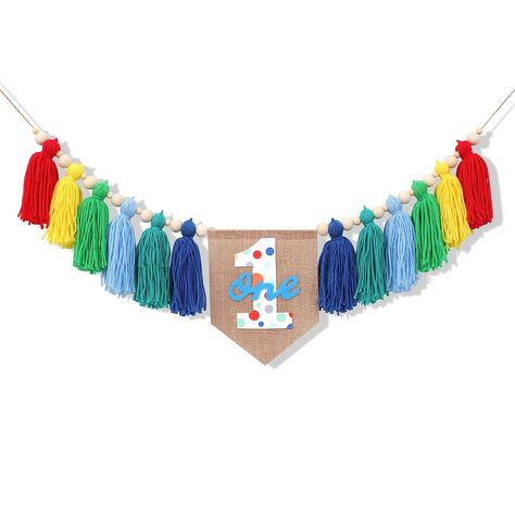 PRICES MAY VARY. Bright rainbow theme tassel banner perfect for 1st birthday party decorations Fits most standard high chairs; easy to attach to high chair or wall Quick and easy to set up; pre-assembled with adjustable straps Decorate high chair, wall, dessert table, living room for birthday party Worry-free purchase from VAVAYAO; contact us if any issues within 24 hours You only get one chance to celebrate your child's first birthday Rainbow 1st High chair Banner - Colorful Tassel Highchair Ba Diy 1st Birthday Highchair Banner, 1st Birthday Fiesta Theme Boy, First Fiesta Theme Party, Colorful 1st Birthday Boy, Decorate High Chair, Puffin Birthday, Colorful Birthday Party Ideas, 1st Birthday Highchair Banner, First Birthday Rainbow