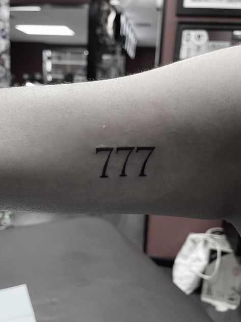 Number Arm Tattoo, Small Bff Tattoos, 777 Tattoo Meaning, Old Style Font, Number Tattoo Fonts, 777 Tattoo, Roman Tattoo, Red Heart Tattoos, 7 Tattoo