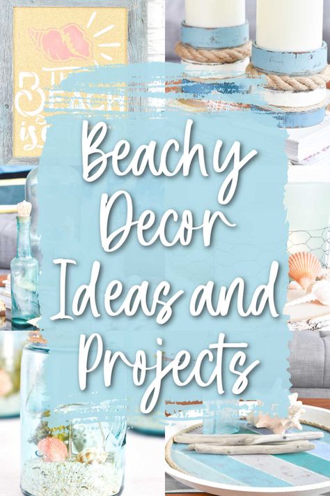 Coastal-inspired beachy decor is the name of the game throughout the summer months- no matter where you live! And you can get that cool, breezy look while staying on budget with thrifty upcycling ideas like these. Homemade Beach Decor, Coastal Diy Decor Projects, Diy Ocean Decor, Coastal Wall Decor Ideas, Seashell Decorations, Ocean Decorations, Nautical Decor Diy, Diy Coastal Decor, Coastal Diy