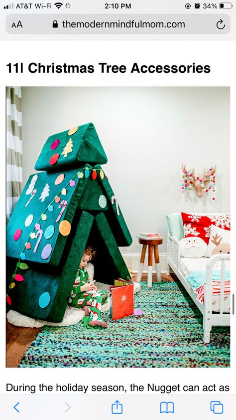 Nugget Christmas Build, Birthday Nugget Build, Nugget Couch Ideas Christmas, Nugget Couch Christmas Tree, Nugget Couch Tree, Christmas Nugget Couch, Nugget Christmas Tree Build, Christmas Magnatiles, Nugget Couch Playroom