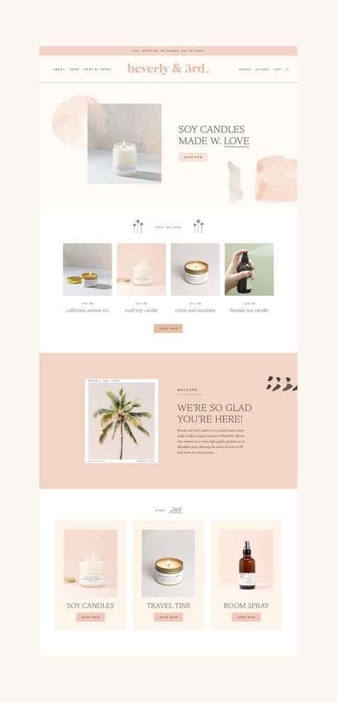 Candle Website, Simple Website Design, Feminine Web Design, Feminine Website Design, Feminine Website, Unique Website Design, Branding Design Studio, Minimalist Candles, Candle Fragrance