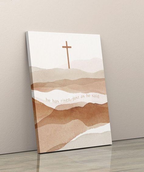 Christian Inspired Art, Christian Abstract Art, Christian Painting Ideas On Canvas, Simple Christian Art, Christian Painting Ideas, He Has Risen Easter, Christian Art Ideas, Christian Canvas Paintings, Christian Diy