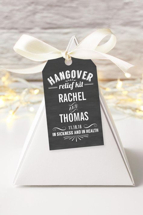 Hangover Relief Kit | Chalkboard Wedding Favor Gift Tags Wedding Favor Gift Tags, Chalkboard Wedding, Vine Design, Wedding Gift Favors, Wedding Favor, Wedding Favors, Chalkboard, Gift Tags, Wedding Inspiration