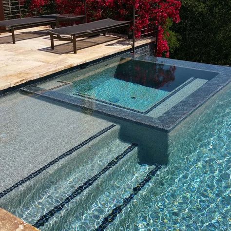 75 Pool Ideas You'll Love - December, 2023 | Houzz Pool Waterline Tiles Ideas, Modern Pool Tile Ideas Waterline, Pool Trends 2024, Swimming Pool Tiles Ideas, Pool Tile Ideas Waterline, Pool Waterline Tile Ideas, Modern Pool Tile Ideas, Pool Waterline Tile Trends 2024, Gunite Pool Ideas