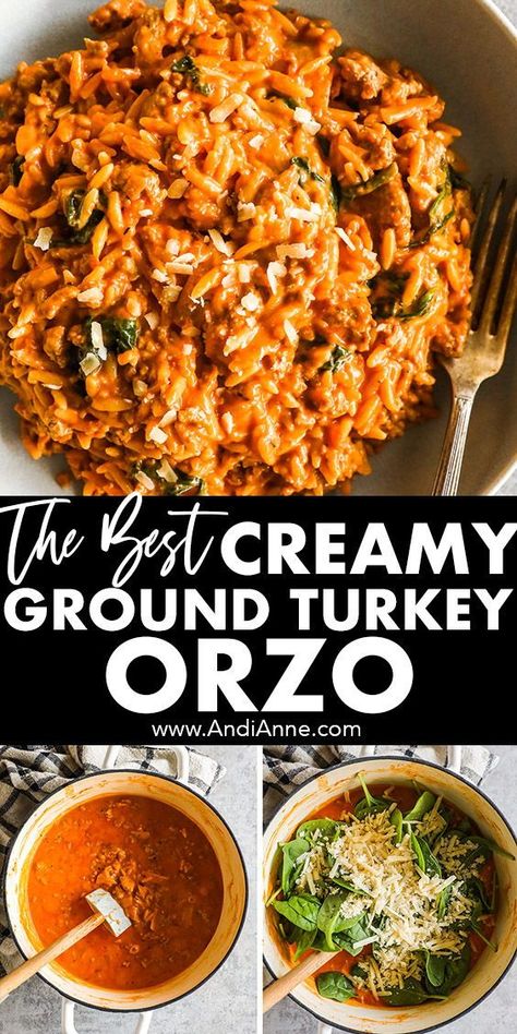 Orzo Ground Turkey, Meal Ideas With Ground Turkey, Ground Turkey And Sausage Recipes, Cheap Ground Turkey Recipes, Ground Turkey Orzo Recipes, Italian Ground Turkey Recipes, Dinners With Ground Turkey, Easy Ground Turkey Recipes For Dinner, Pasta Heavy Cream