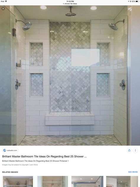 Master Shower Tile, Double Shower, Master Shower, Bad Inspiration, Master Bath Remodel, White Subway Tile, Trendy Bathroom, Bath Room, Shower Remodel