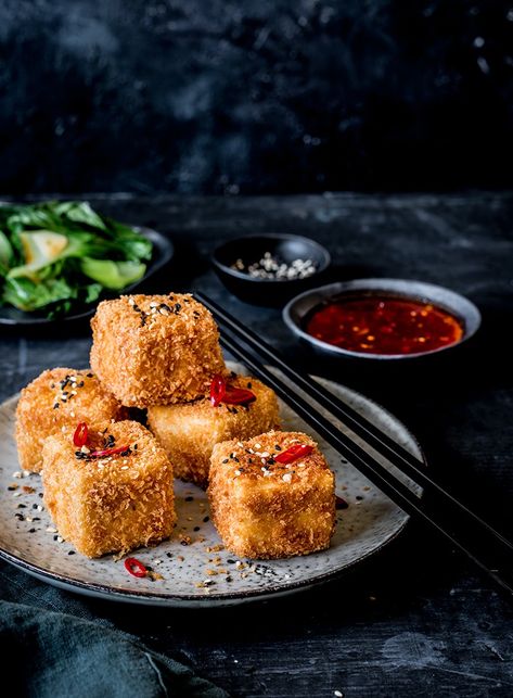 Crunchy Fried Tofu with  Sweet Chilli and Ginger Sauce Deep Fried Tofu, Sides Recipes, Malaysian Cuisine, Winter Dishes, Anchors Aweigh, Ginger Sauce, Sweet Chilli Sauce, Artisan Food, Fried Tofu