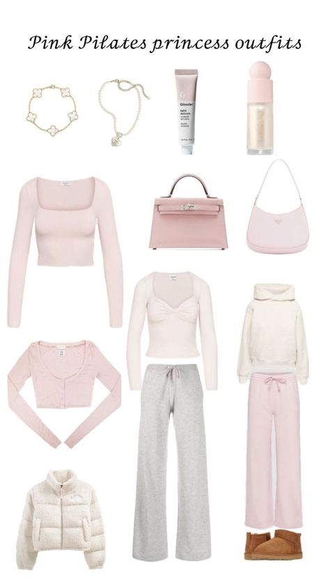 Pink Princess Outfits, Princess Aesthetic Outfits, Basic Clothes, Pilates Outfit, Gymwear Outfits, Crop Tops For Women, Pilates Clothes, Pink Pilates, Women Workout