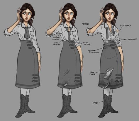 ArtStation - Bioshock Infinite - Young Liz, Claire Hummel Claire Hummel, Elizabeth Bioshock, Bioshock Infinite, Gibson Girl, Concept Art Character, Bioshock, Visual Development, Character Design References, Illustration Character Design