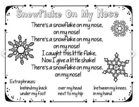 Snowflake Poem, Snowflake Song, Weather Activities Preschool, Winter Theme Preschool, Winter Poems, Pocket Chart Activities, School Songs, Weather Activities, The Poem