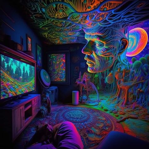 Trippy Cottage Core, Phsycadellic Art Trippy, Psychadelic Room Aesthetic, Trippy Pictures, Trippy Aesthetic, Trippy Designs, Trippy Visuals, Psychadelic Art, Trippy Painting