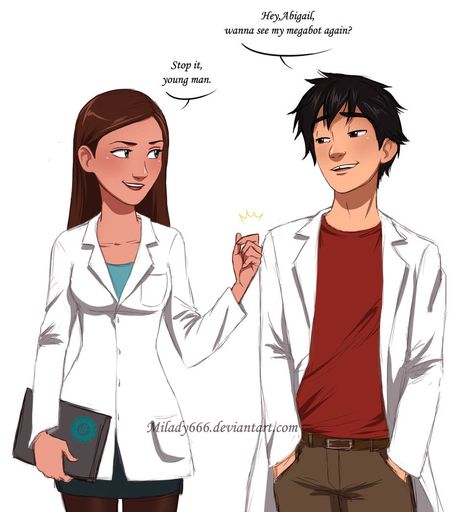 Not young anymore by Milady666 on DeviantArt <<< WHYYYYY DO I LOVE THIS SO MUCH?! (If Abigail had wavy hair, she'd look a lot like me, no joke.) Also, if they were the same age, I think I'd ship it. Tadashi Hamada, Gogo Tomago, Hiro Big Hero 6, Hiro Hamada, Desenhos Gravity Falls, Disney Crossovers, The Big Four, Baymax, Hero 6