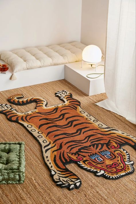 Tiger Tapestry, Tibetan Tiger Rug, Funky Rug, Tiger Silhouette, Urban Outfiters, Rug Urban, Embroidered Duvet Cover, Tiger Rug, Funky Rugs