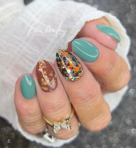 $7.50 Orange Green Nails, Army Green Nails, Mani Pedi Spa, Builder Gel Nails, Turquoise Nails, Short Nails Art, Brown And Green, Allergic Reaction, Nail Inspiration