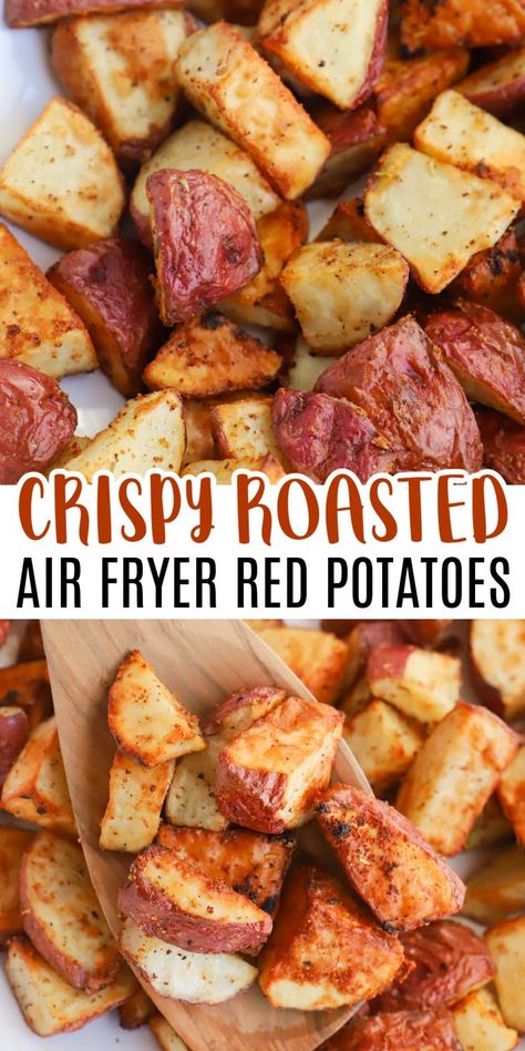 Easy Roasted Potatoes In Air Fryer, Cooking Red Potatoes In Air Fryer, Things To Make With Red Potatoes, Air Fryer Roasted Red Potatoes Recipes, Air Fry Small Red Potatoes, Red Potato Wedges Air Fryer, Crispy Red Potatoes Air Fryer, Air Roasted Potatoes, Air Fryer Baked Red Potatoes