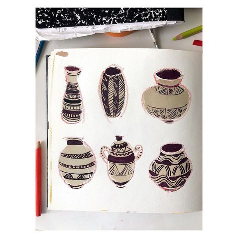 Sonia Brittain Artist on Instagram: “Sketchbook page, ceramics . #sketchbookpage #sketchbookpainting #gouacheonpaper #drawingdaily #sketchbookart” Ceramics Sketchbook, Sketchbook Inspo, Year 9, Artist Sketchbook, Sketchbook Pages, Artist On Instagram, Art Sketchbook, 3d Design, Surface Design