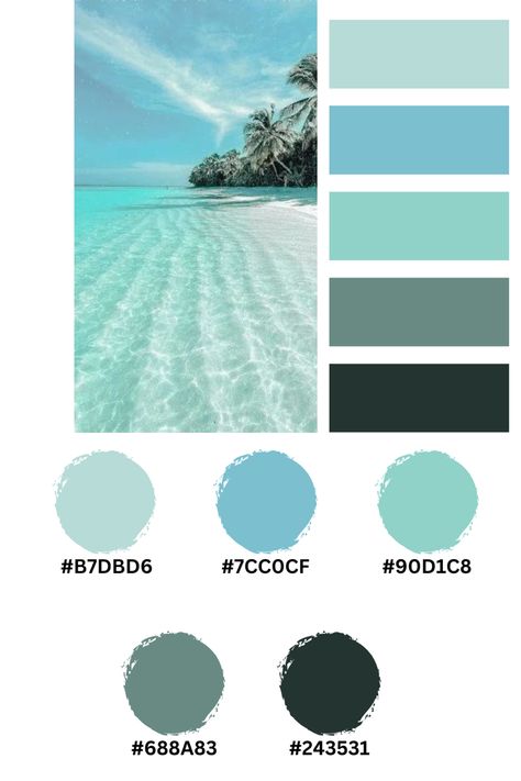 Ocean Color Palette Hex Codes, Teal Color Palette Hex Code, Black White Gray Blue Color Scheme, Beach Color Palette Hex Codes, Color Schemes Hex Code, Blue Green Black Color Palette, Hex Code Color Palette Goodnotes, Canva Color Palette Codes Blue, Red Hex Codes