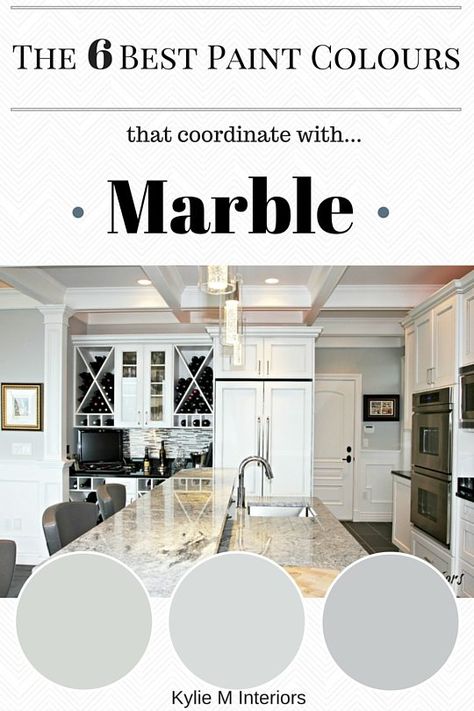 Are you looking for a beautiful paint colour to coordinate with your marble surface? Check out these 6 beauties and see if they could work for you and your home! Whether you have a marble tile, backsplash or countertop, these paint colours will get you in the right colour direction! Bathroom Wall Colors, Bathroom Marble, Best Interior Paint, White Marble Bathrooms, Marble Wall Tiles, House Paint Interior, Best Paint, Bathroom Paint Colors, Marble Painting