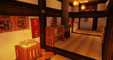 Large Japanese House, Japanese House Interior Design, Japanese House Interior, Coy Pond, Interior Design Minecraft, Minecraft House Interior, Minecraft Japanese House, Japanese Style Interior, Interior Minecraft