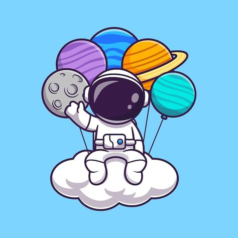 Rocket Cartoon, Illustration Science, Astronaut Illustration, Astronaut Cartoon, Moon Cartoon, Patch Ideas, Science Icons, Space Icons, Balloon Cartoon