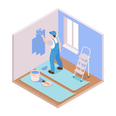 Room With Character, Painting Walls, Painting Wall, Vector Photo, App Design, Graphic Resources, Wall Painting, Vector Free, Vector Illustration