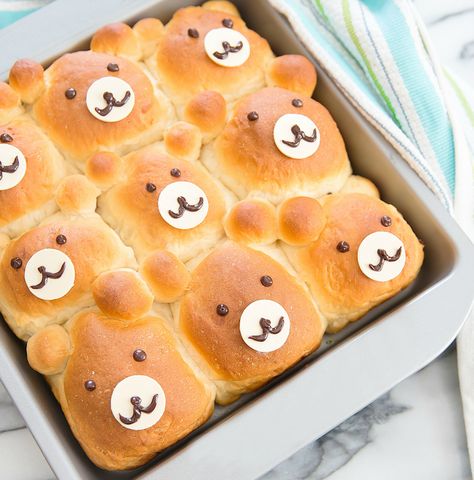 a overhead photo of bear-shaped rolls in a baking pan Milk Bread Rolls, San Diego Food, Dry Bread, Milk Bread, Candy Melts, Instant Yeast, Bread Rolls, Food Travel, Bread Baking