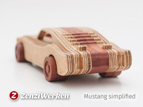 Paper Origami Diy, 1969 Mustang, 1969 Ford Mustang, Wooden Toy Cars, Making Wooden Toys, Wooden Toys Plans, Woodworking Toys, Wood Carving Designs, Wooden Car