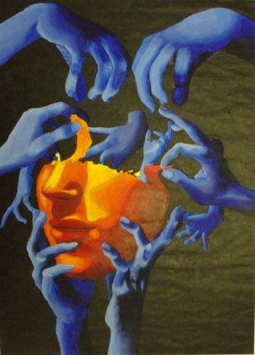 AP Studio Projects - Visual Arts Conceptual Art, Psychology, Human Body, Paint, Fruit, Human, Orange, Yellow, Blue