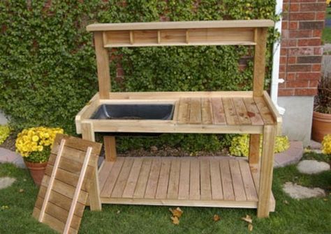 Yaheetech Potting Bench Outdoor Potting Table W/Cabinet Drawer Open Shelf W/Metal Potting Bench Ideas, Pallet Potting Bench, Pallet Garden Benches, Diy Potting Bench, Potting Bench Plans, Outdoor Potting Bench, Potting Benches, Garden Sink, Garden Bench Diy