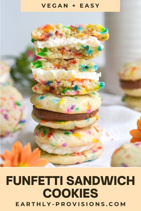 Funfetti Sandwich, Easy Vegan Cookies, Vegan Sugar Cookies, Gluten Free Sandwiches, Whole Foods Vegan, Cookie Sandwich, Oatmeal Cream Pies, Cookie Sandwiches, Vegan Oatmeal