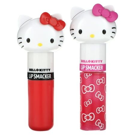 Best Flavor Forever Contains: Balm, Cheerful Cherry, 0.14 oz (4.0 g) Gloss, Kiwi, 0.28 fl oz (8.4 ml) Keep your lips smooth all day long with our Hello Kitty lip balm. The sweetest treat for any Hello Kitty lover! Pucker up with our Hello Kitty lip gloss! The sweetest way to keep your lips glossy all day long! Size: 2pc. Hello Kitty Lip Gloss, Hello Kitty Lip Balm, Isabella Core, Lip Smackers, Fashion Wallpaper, Hello Kitty Pictures, Hello Kitty Items, Glass Containers, Lip Care