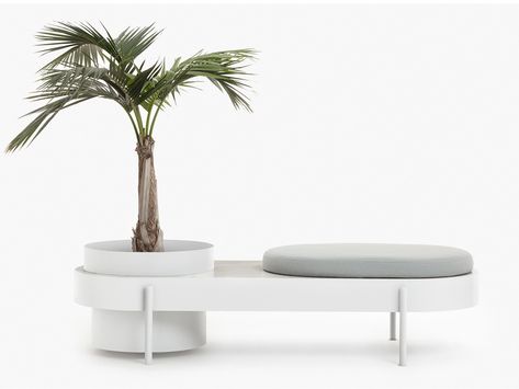 Bench with integrated planter ALBISOLA by Paola Zani Office Bench, Modular Bench, Wooden Display Cabinets, Urban Furniture Design, Planter Bench, Planter Design, Urban Furniture, Design Line, Indoor Bench