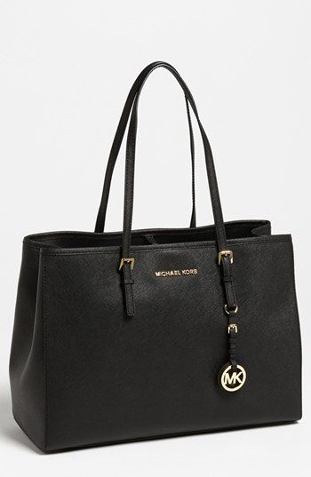 MICHAEL Michael Kors 'Jet Set - Large' Travel Tote available at #Nordstrom Bm Art, Sac Michael Kors, University Bag, Mk Handbags, Cheap Michael Kors, Handbag Stores, Michael Kors Outlet, Mk Bags, Black Purse