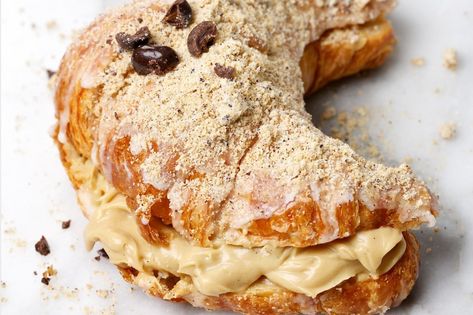 Coffee Pastry Cream - The Washington Post Paris Brest, Almond Croissant, Almond Cream, Pastry Cream, Cookie Crumbs, Eclairs, Sliced Almonds, Confectioners Sugar, Cooking Tips