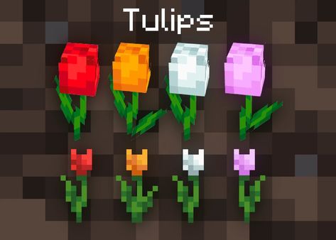 Tulips Minecraft, Minecraft Texture Pack, Minecraft Addons, Low Poly Art, Minecraft Tutorial, Minecraft Art, Minecraft Mods, Texture Packs, Minecraft Skins