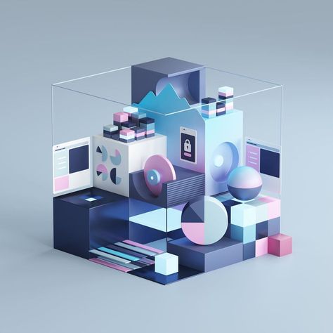 3d Minimal, C4d Design, 3d Graphic Design, 3d Isometric, 3d Scene, 3d Room, Isometric Art, Isometric Design, 3d Inspiration