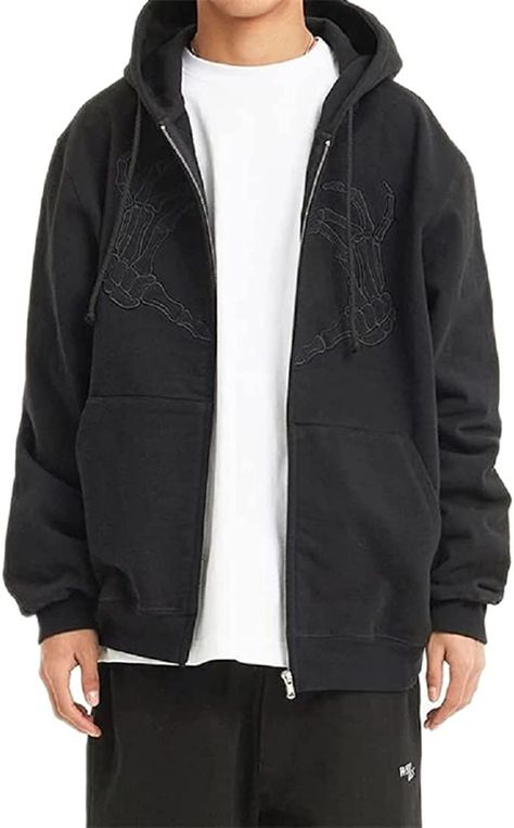 Zip Up Sweatshirt Outfit Men, Goth Hoodie Men, Jacket Over Hoodie Outfit Men, Black Zip Up Hoodie Outfit Men, Zip Up Jacket Outfit Men, Black Zipper Hoodie Outfit, Zipper Hoodie Outfit Men, Black Zip Up, Zip Hoodie Outfit Men