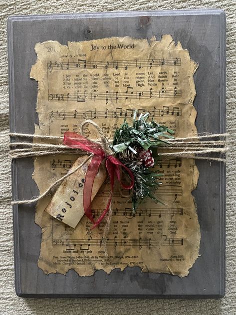 Hymnal Page Crafts, Page Crafts, Hymnal Crafts, Sheet Music Crafts, Music Crafts, Joy To The World, Sheet Music, Music, Christmas