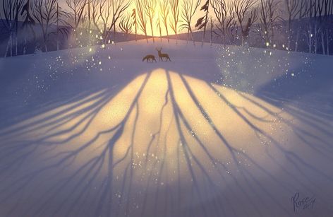 Rose Smith on Instagram: “A cool crisp evening in the valley✨✨ ❄️❄️❄️❄️❄️❄️ #canada #canadianartist #canadianart #snow #winter #winterwonderland #sunset #outdoors…” Environment Landscape, Forest Environment, Painting Portfolio, Rose Smith, Snow Illustration, Anime Drawing Sketches, Winter Illustration, Painting Snow, Winter Watercolor